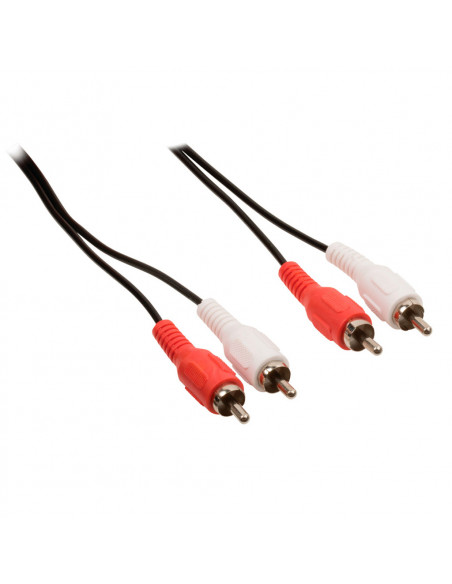 Cable Rca A Rca Estéreo 2 Extremos Machos Conector Rojo Y Blanco 1M