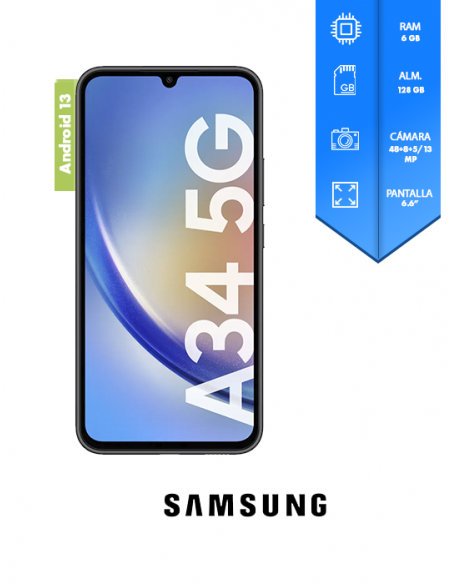 Celular Samsung A34 5g 6gb/128gb 6,6inc 120hz 48+8+5/13mpx S