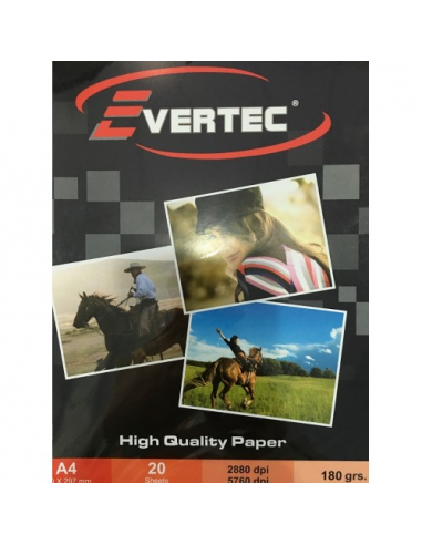 Papel A4 Foto 180gr Evertec 20 Hojas